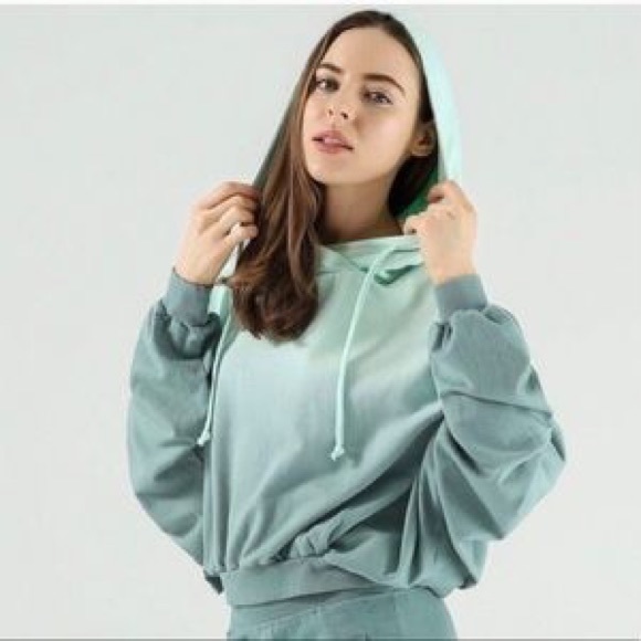 Young Fabulous & Broke Tops - Young Fabulous & Broke Teal Ombré M/L Sweatshirt